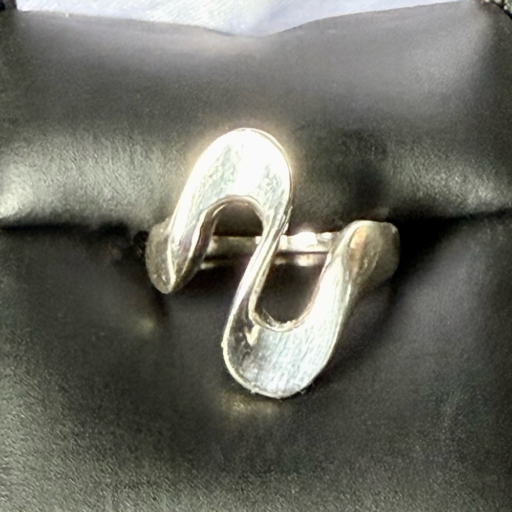 vtg Modernist Silver Wave Ring